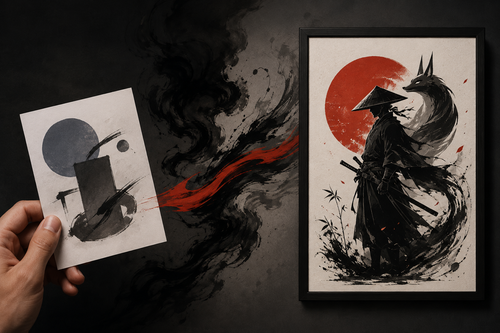 Une idée client transformée en illustration japonaise originale SLIMXHAKAGE