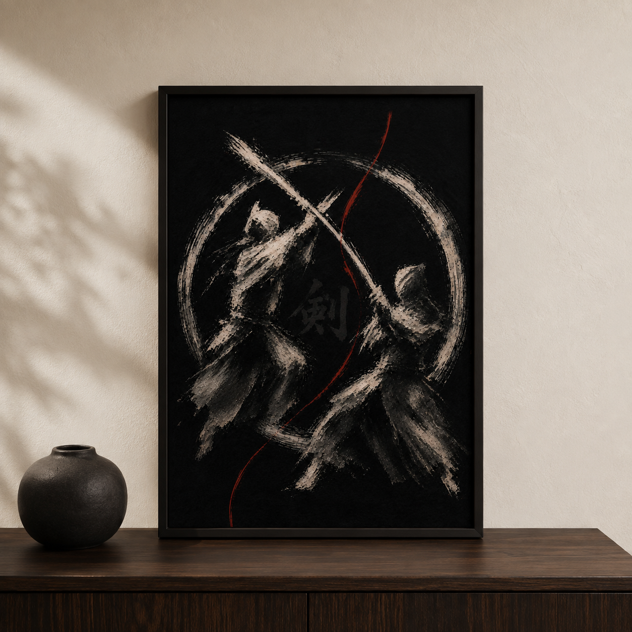 Kendō abstrait — mockup encadré
