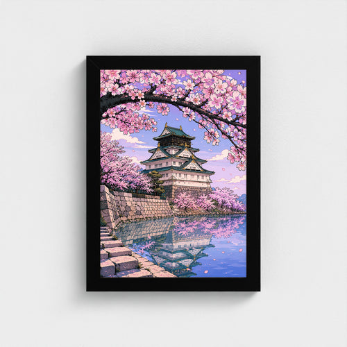 CHÂTEAU SAKURA — Cadre noir Prodigi A4 — Vue frontale, sans passe-partout