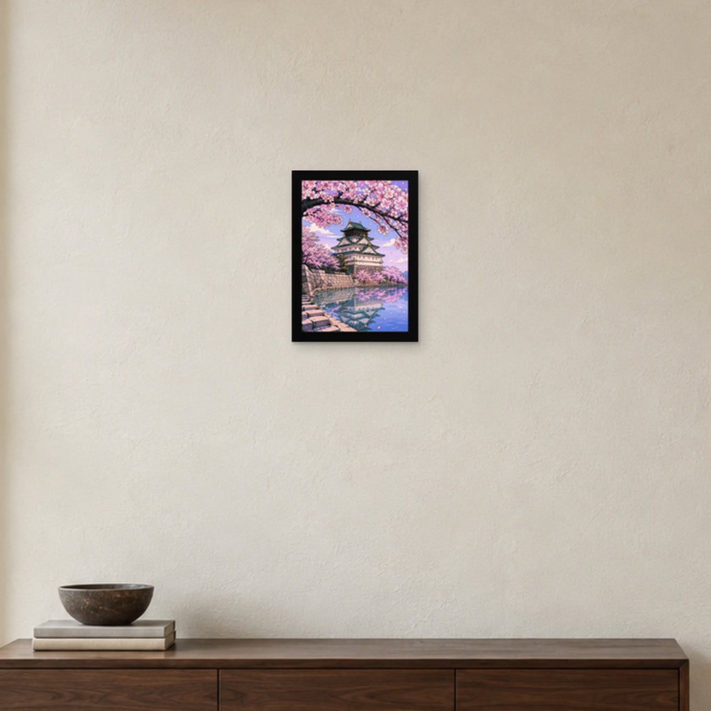 CHÂTEAU SAKURA — Cadre noir Prodigi A4 — Intérieur japonais, sans passe-partout