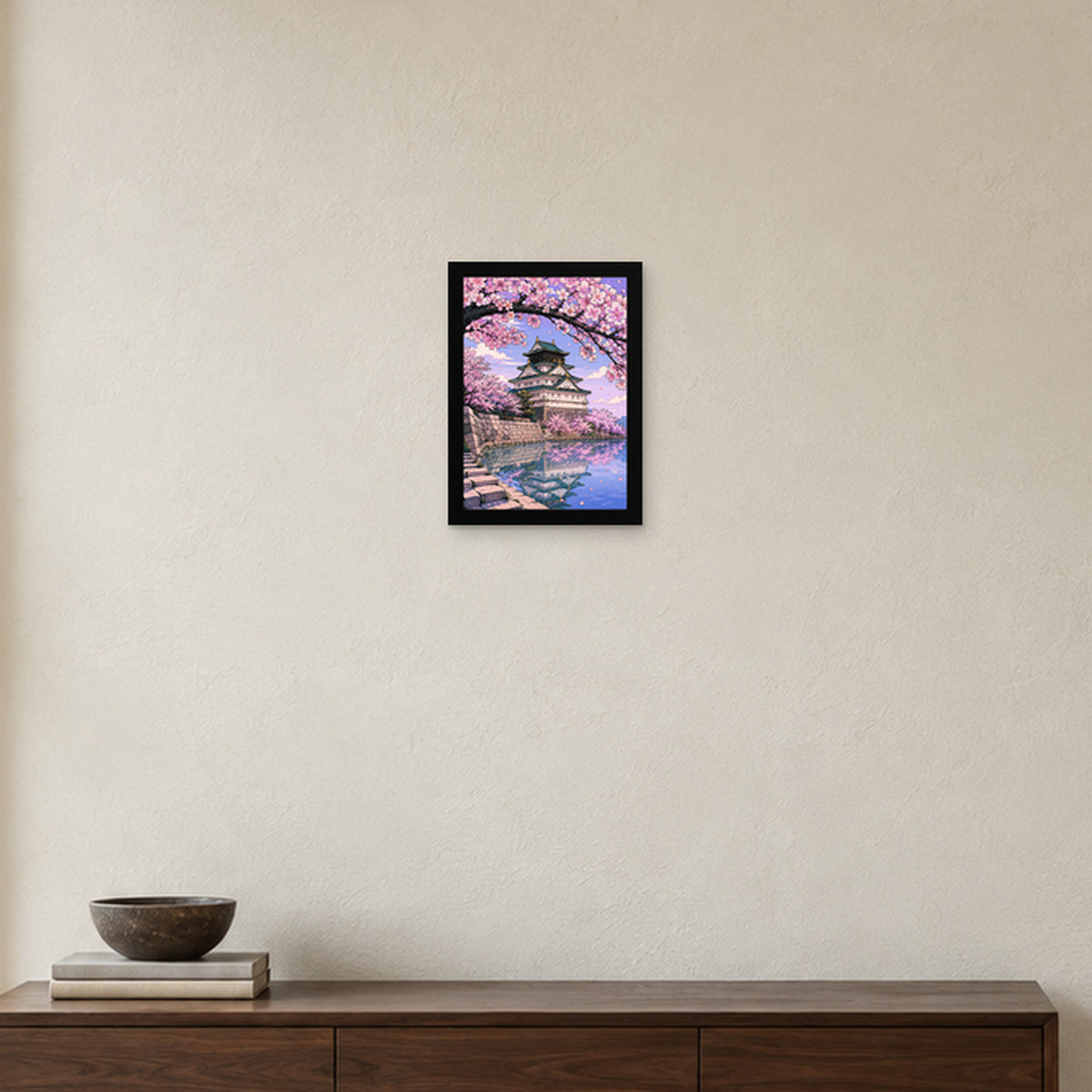 CHÂTEAU SAKURA — Cadre noir Prodigi A4 — Intérieur japonais, sans passe-partout