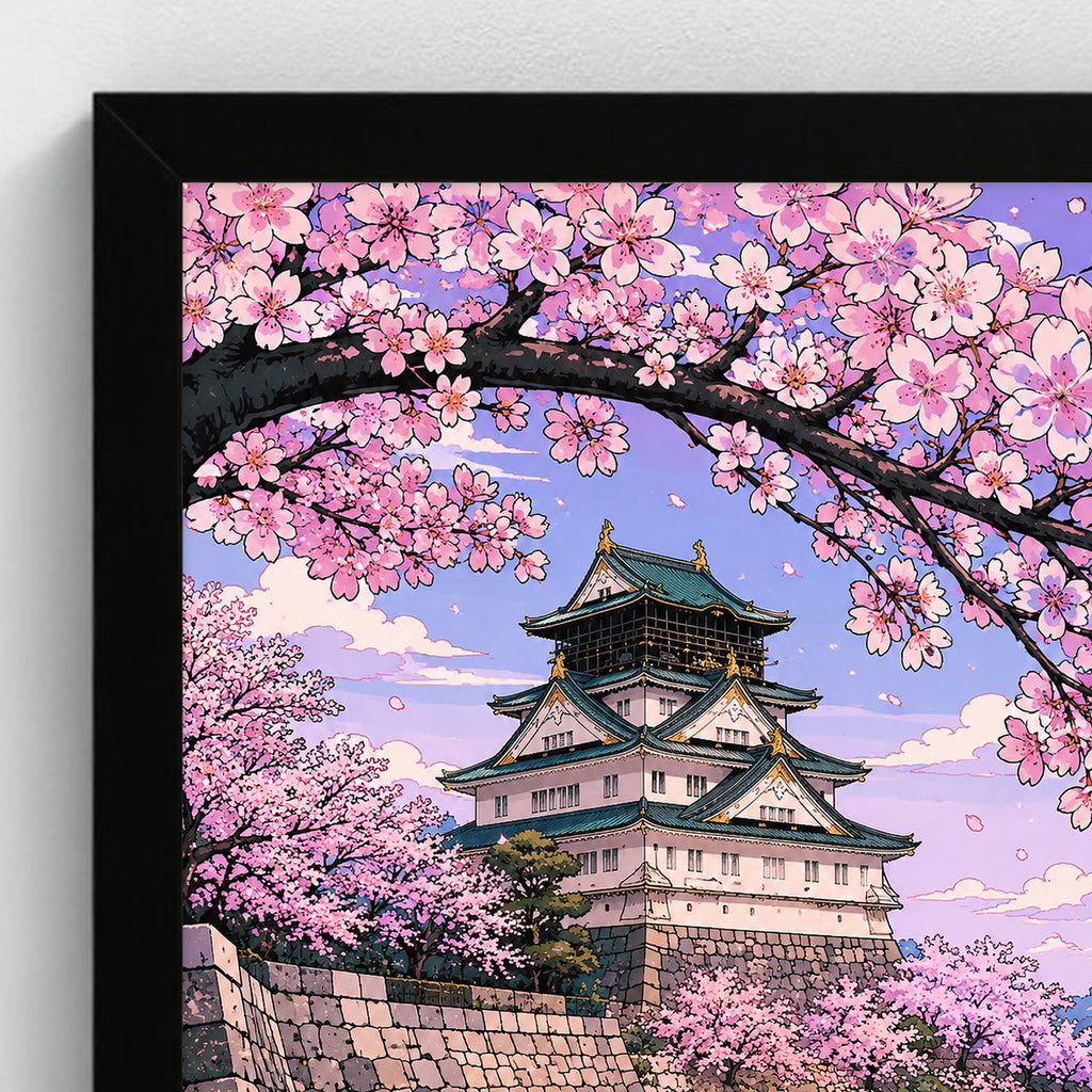 CHÂTEAU SAKURA — Cadre noir Prodigi A4 — Détail du cadre et de l’impression, sans passe-partout
