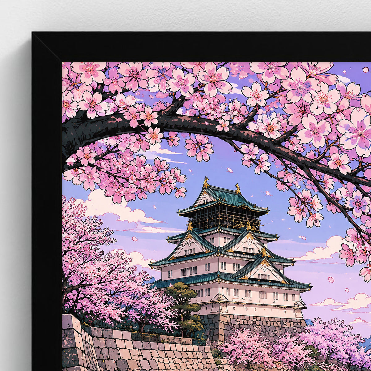 CHÂTEAU SAKURA — Cadre noir Prodigi A4 — Détail du cadre et de l’impression, sans passe-partout