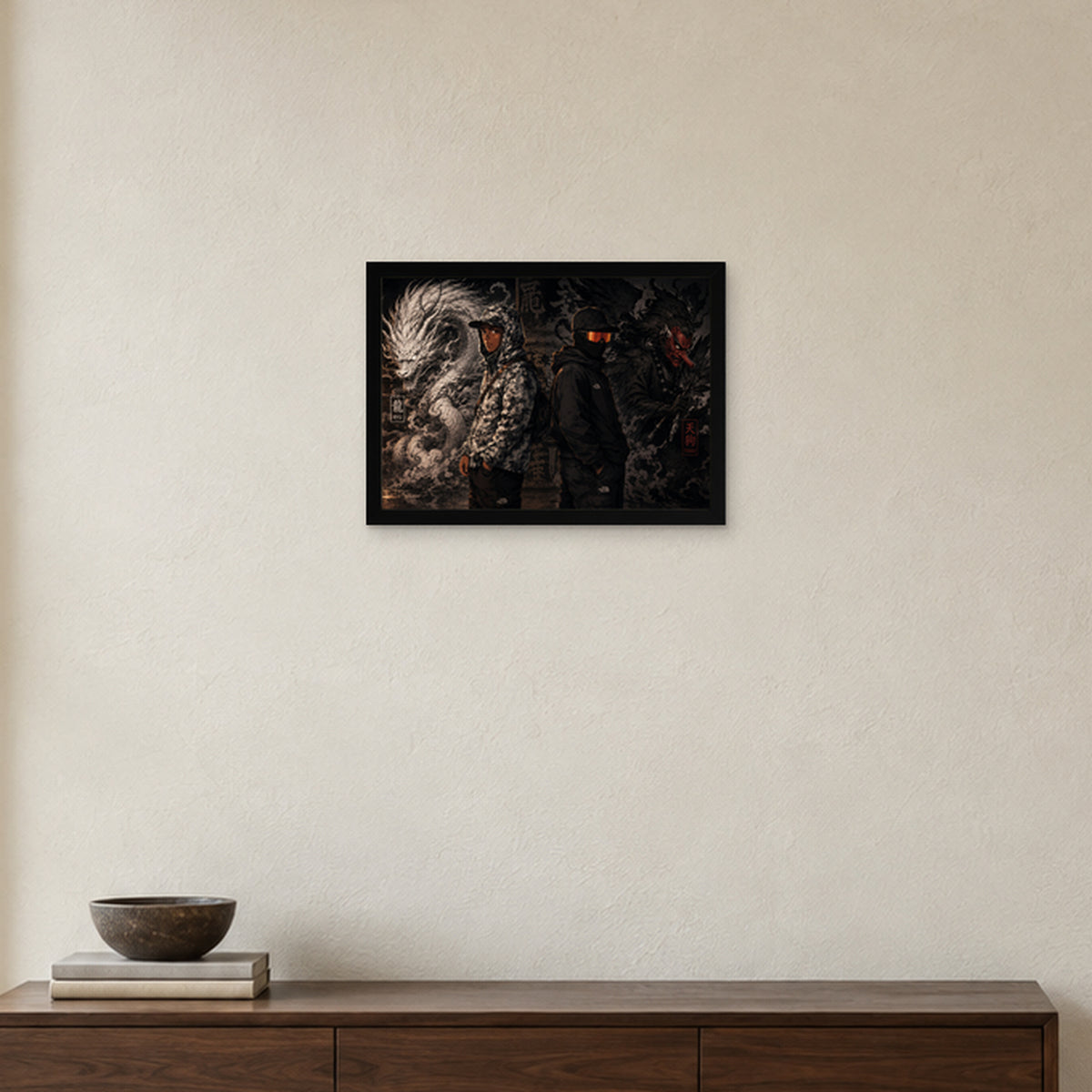 DUALITY — Affiche artistique — Cadre noir Prodigi A3 — Intérieur japonais, sans passe-partout