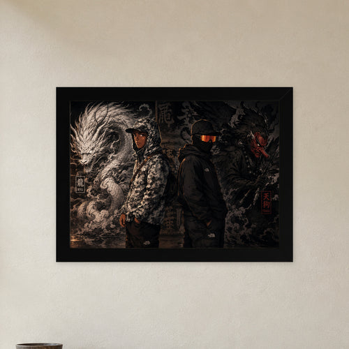 DUALITY — Affiche artistique — Cadre noir Prodigi A4 — Vue frontale, sans passe-partout