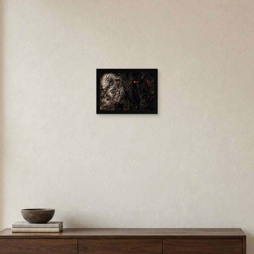 DUALITY — Affiche artistique — Cadre noir Prodigi A4 — Intérieur japonais, sans passe-partout