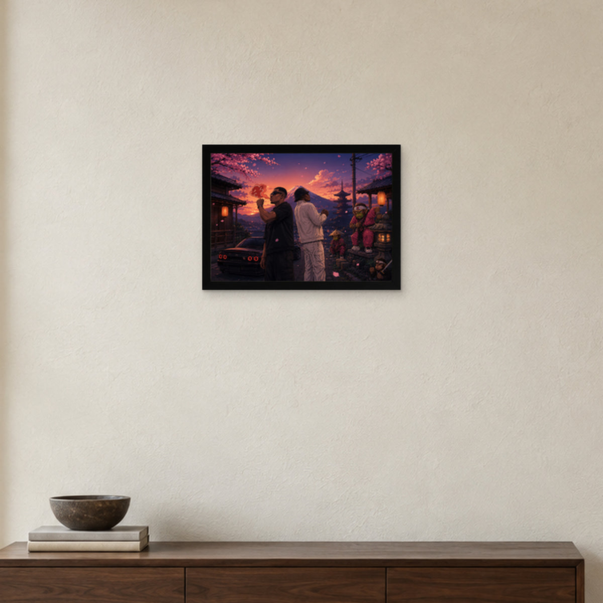 KAGE CONNECTION — Affiche artistique — Cadre noir Prodigi A3 — Intérieur japonais, sans passe-partout