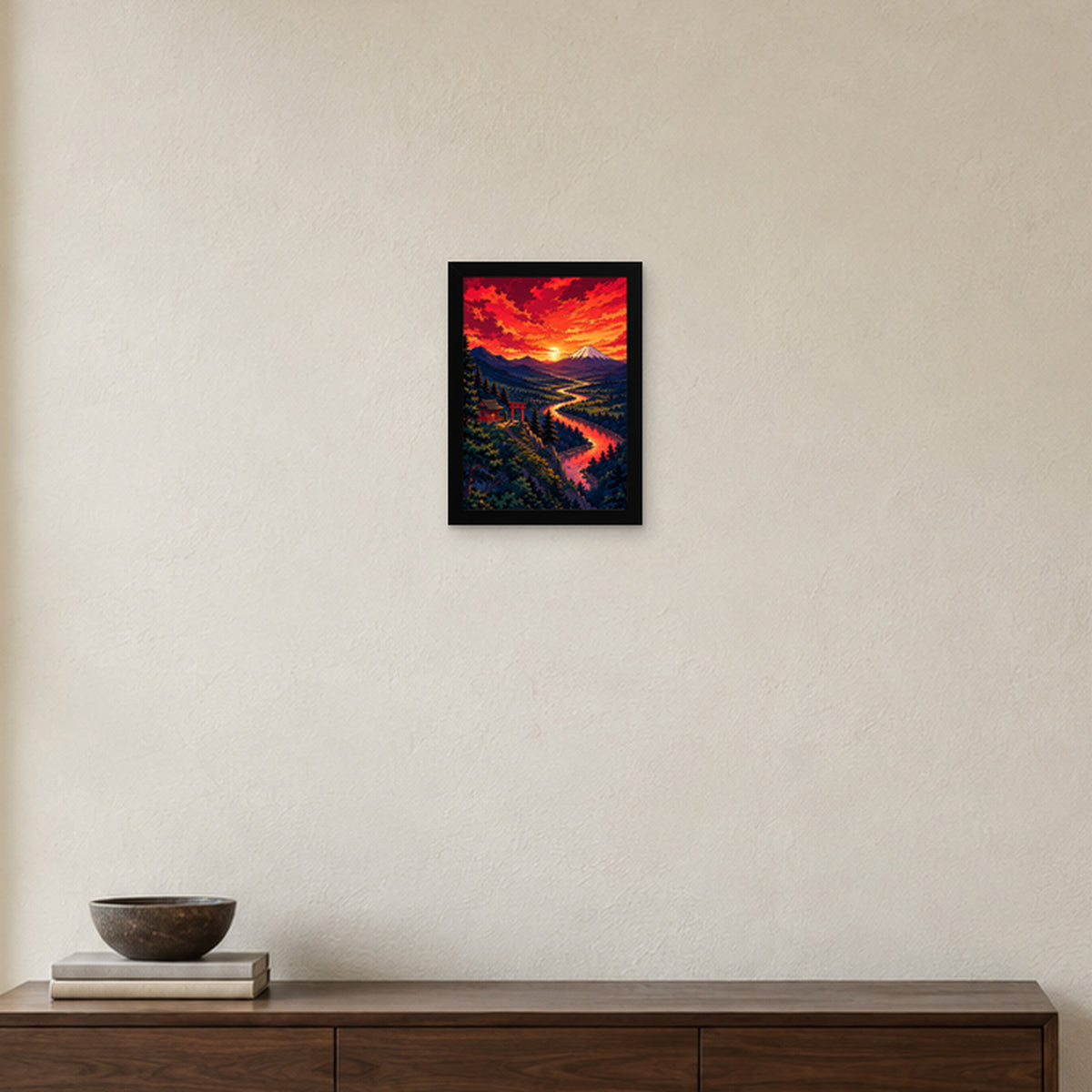 KAGE ROUGE — Le Fleuve du Soleil — Cadre noir Prodigi A4 — Intérieur japonais, sans passe-partout