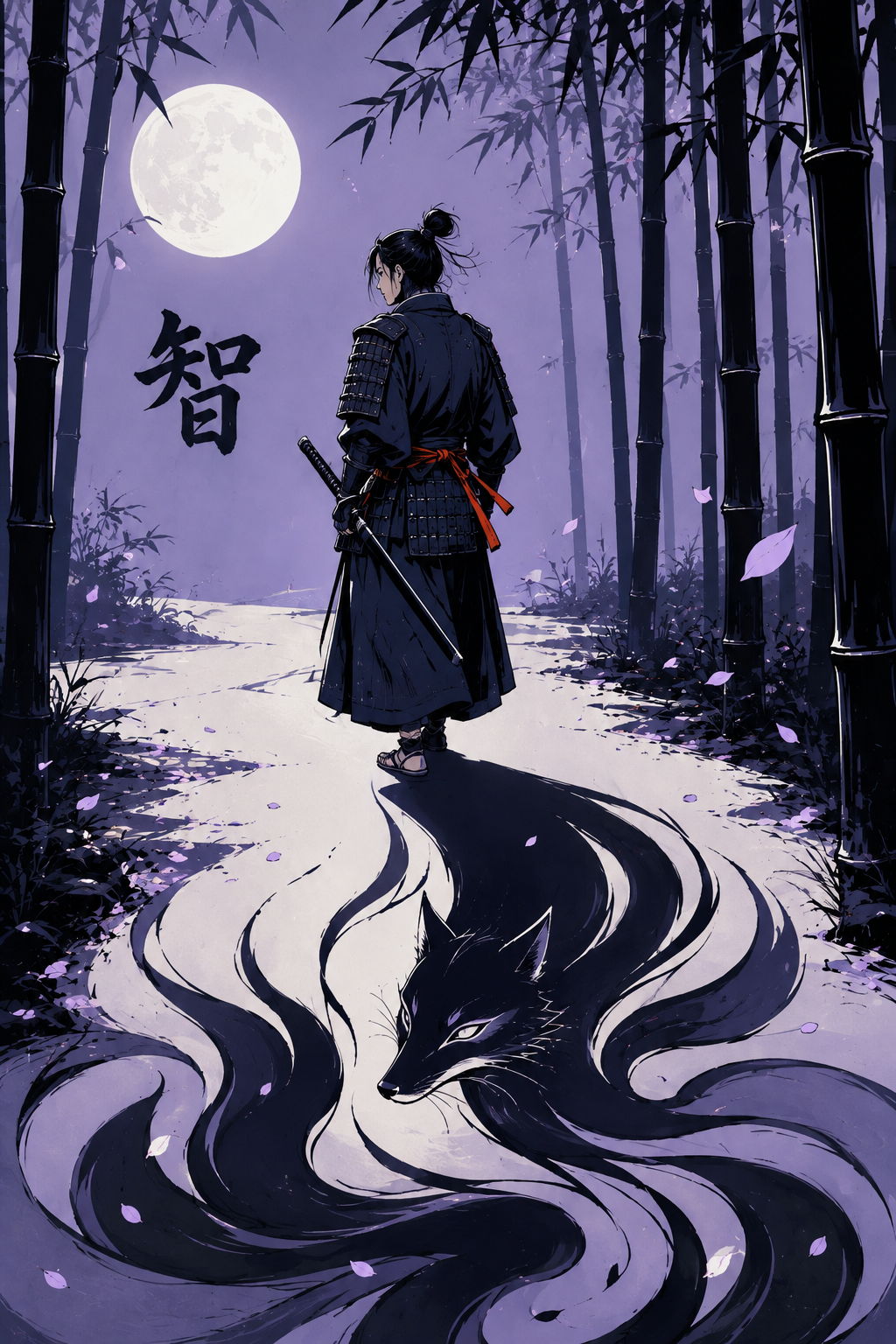 La Sagesse — 智, samouraï et ombre Kitsune